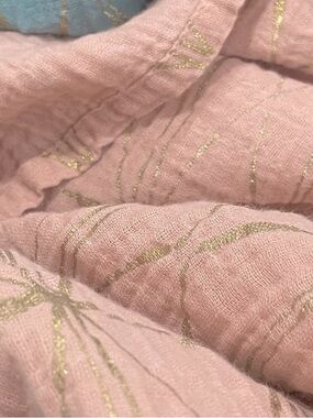 NEW West Elm Pottery Barn Kids dusty pink and gold baby blanket